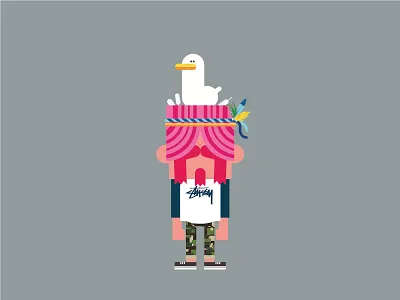 Duck character design graphic design illustration stussy