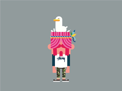 Duck character design graphic design illustration stussy