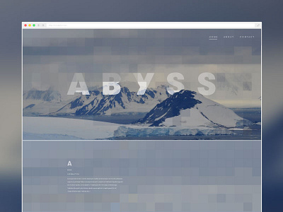 Abyss arctic home page ice landing page pixels splash page squares web design