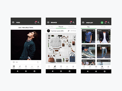 STYFI App Screens android app design fashion interface mobile ui ux wip