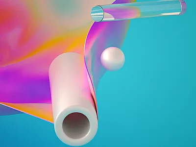 Oh My Pastel #02 3d illustration blue cinema 4d cloth design digital art glossy machineast pastel pink rainbow sphere