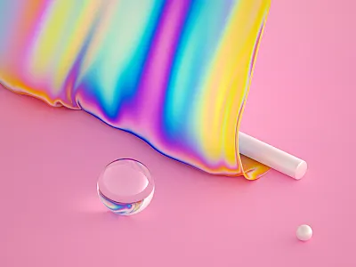 Oh My Pastel #01 3d illustration cinema 4d cloth design digital art glossy machineast pastel pink rainbow sphere
