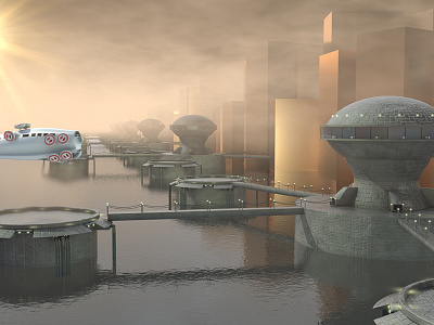 Cubedock 3d c4d cinema4d design environment everyday futuristic landscape spaceship