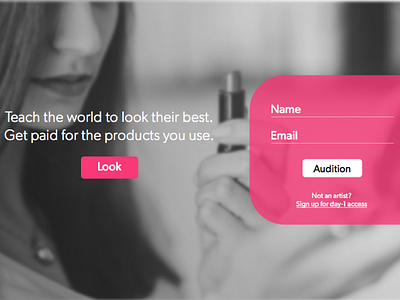 Cosmetics Splash landing page marketing splash teaser ui