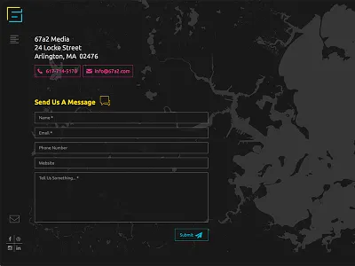 67a2 Media - Contact Page contact contactform contactus css3 form gravityforms html5 map portfolio webdesign website wordpress