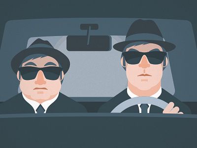 106 miles to Chicago blues brothers elwood flat illustration jake movie not work portrait snl