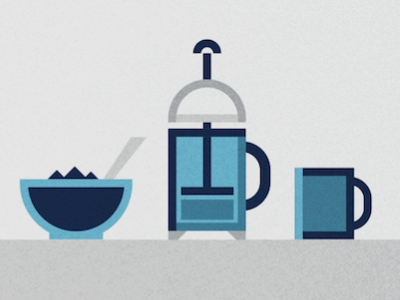 Morning routines breakfast coffee icons illustration