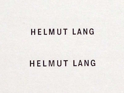 Size optimized (7pt) logo variant for Helmut Lang all caps custom type helmut lang logo font sans serif size optimized type design typeface design visual correction