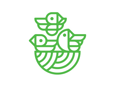Bird's Nest bird earth green lines monoline nest