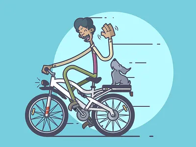 Best Friend Cruisin' bicycle bike dog fall happy illustration line art puppy. wave