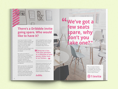 Dribbble Invite dribbble editorial invite layout magazine print