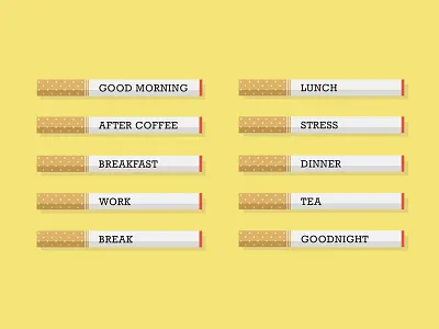Daily Routine cigarette design flat graphic habit routine smoking