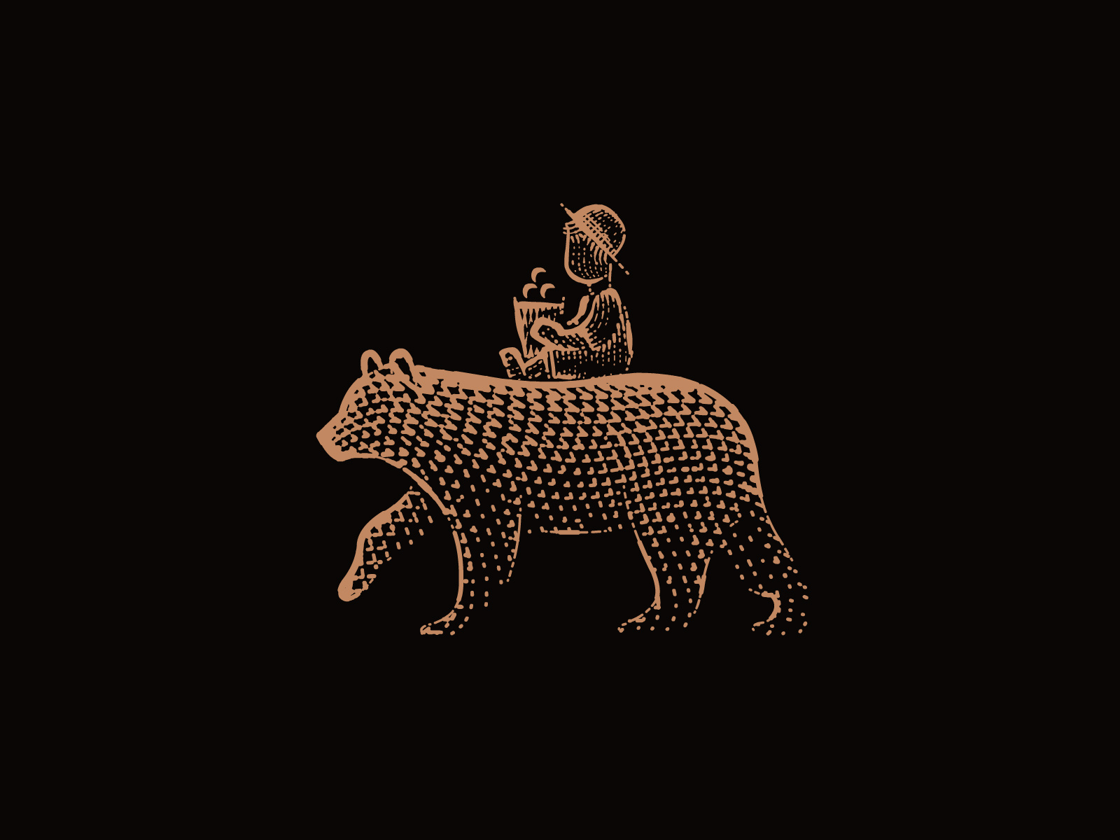 Bronze Bear bear berries child coffee engraving etching