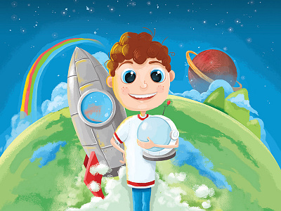 Children's Illy #1 earth illustration illy kids moon paint space travel