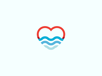 Wave of Love brand date heart identity logo love mark personal sea water wave
