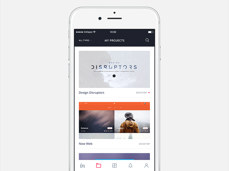 InVision iOS App animation app icons ios iphone prototype tab bar transitions ui ux