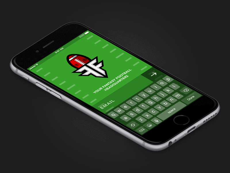 Fantasy Football Sign Up Screen 100days animation app dailyui fantasy football iphone login sign up ui