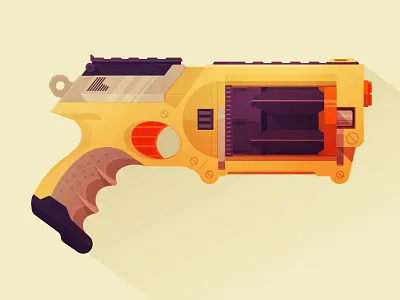 Nerf Gun design flat gun illustration lighting nerf retro texture toy weapon