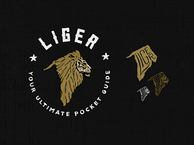 Liger 3 gold icon illustration liger lion logo mark tiger