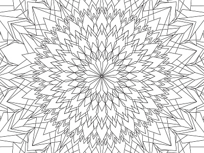 Radial Pattern blackwhite coloring book line work radial pattern