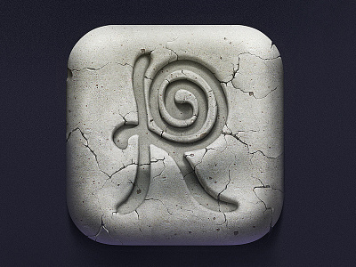 Rune crack icon r stone