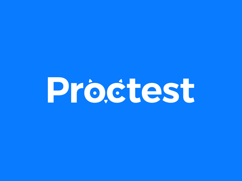 Proctest Wordmark + Mascot animation blue brand branding corporate gif learning logo mascot testing wordmark