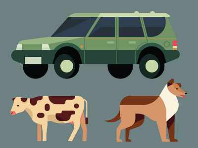 Vet cow jeep sheep dog