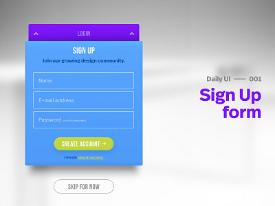 Daily UI –– 001 –– Sign Up blue dailyui form inputfield login minimalistic signup typography ui