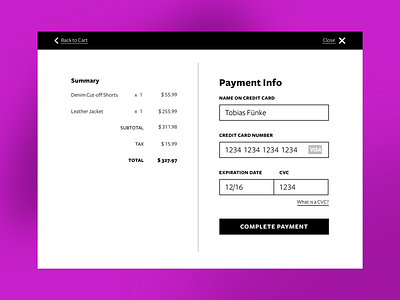 Credit Card Checkout button cart checkout credit card dailyui forms input