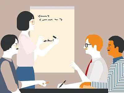 80's team meeting 80s characters ibm illustration minimal people realistic simple