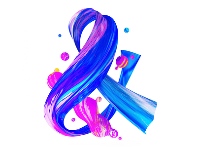 Ampersand 3d ampersand c4d paint stroke type