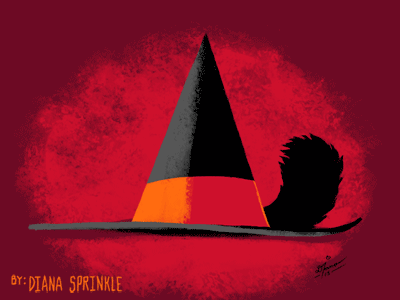 Cat in a Pointy Hat animation black cat cat cute design gif halloween illustration photoshop red shirt design
