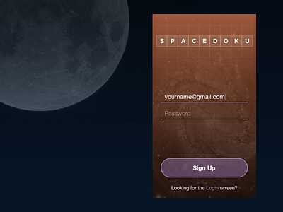 Daily UI - 001 - Register Page dailyui login signup space sudoku ui001