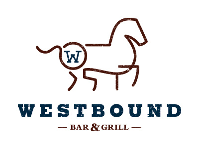 Westbound Bar & Grill branding graphic design horse line art logo old west restaurant rough rugged western wild west