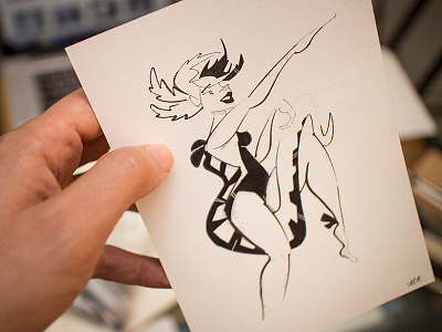 Inktober #14 amphibian axolotl black and white girl illustration ink inktober pinup tail