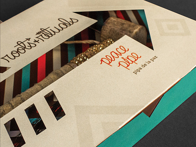 Roots & Rituals Packaging die cut native american packaging pattern peace peace pipe pipe rituals roots