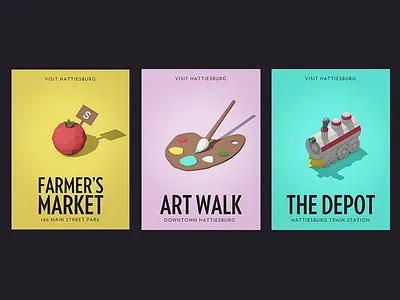 Visit Hattiesburg Posters 3d c4d illustration low poly paint poster toys
