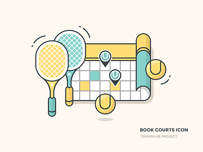 Book Courts Icon art calendar design digital flat icon illustration simple tennis vector