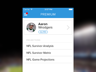 numberFire Premium Screen app flat sports stats ui