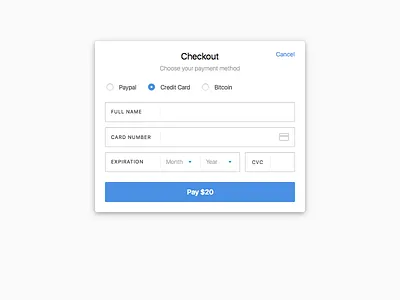 Credit Card Checkout blue checkout modal payment ui