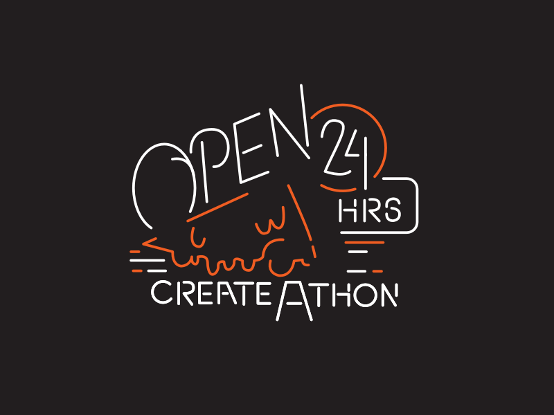 Pizza-a-thon 24 createathon hrs lights neon pizza