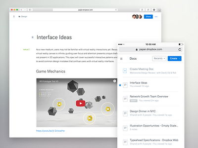 Dropbox Paper! app collaboration desktop dropbox editor list mobile paper teams ui web app