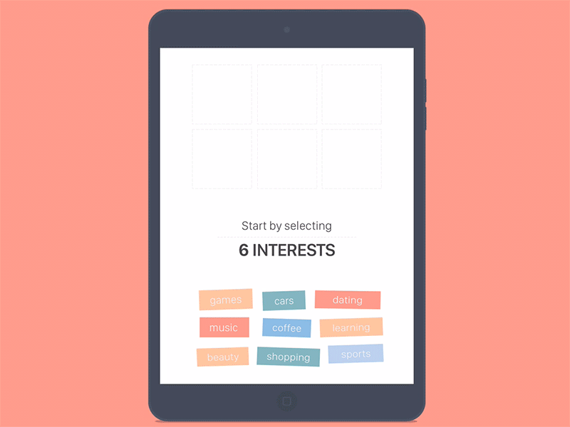 Select Interests choose form interests ios ipad list mobile pixate profile select