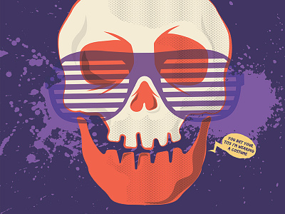 Fresh2death bubble costume half tone halloween shutter shades skeleton skull speech