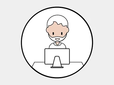 The bearded man desk illustration