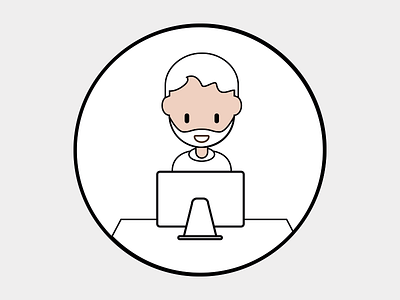 The bearded man desk illustration