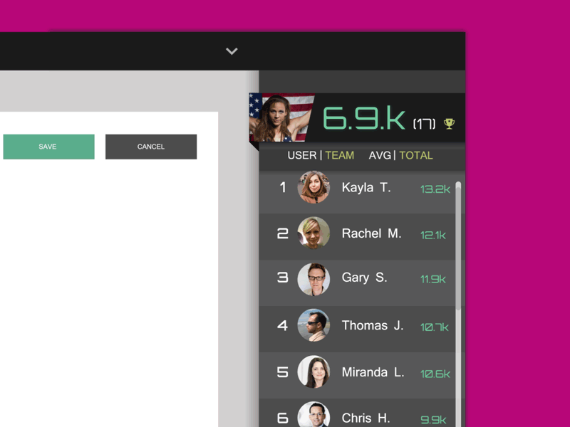 Leaderboard UI Widget for Activity Tracker app gif illustrator ui web web design widget