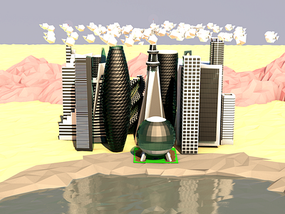 Desert City 3d city desert low poly skyline skyscrapers