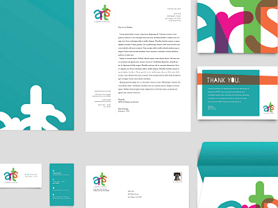 ARTS Communications Package art brand business card colorful colors communications package envelope letterhead logo nonprofit postcard stationery