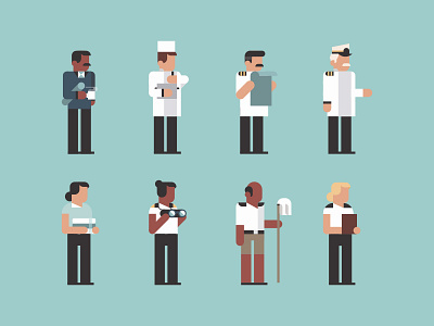 Cabin Crew boat cabin captain characters geometric information vector
